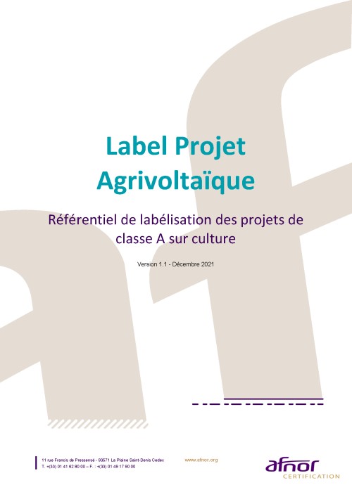 Référentiel Label Agrivoltaique